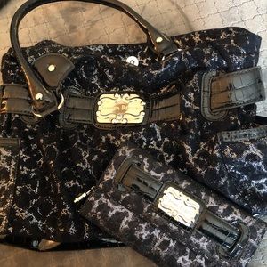 Sienna Ricchi handbag and wallet set black leopard